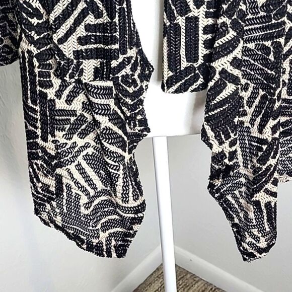 PerSeption Concept Beige & Black Print Waterfall Cardigan, Size XL - Picture 4 of 10
